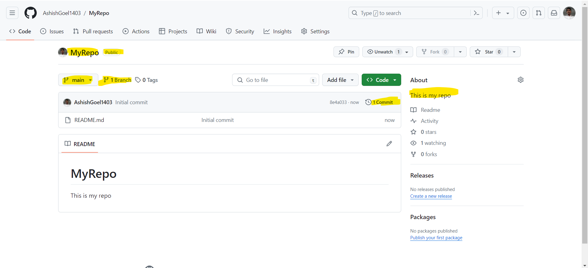 Create a new repository in GitHub
